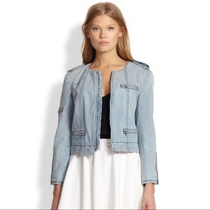 Alice + Olivia Cam Denim Biker Crop Jacket